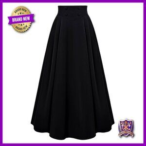 Victorian Renaissance Maxi Skirt with Pockets High Waisted A-Line